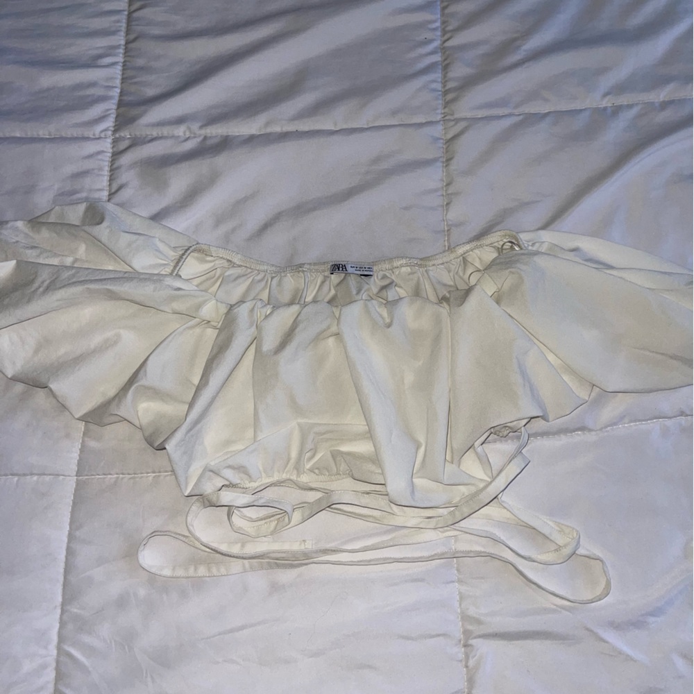 Zara White Tied Up Crop Top